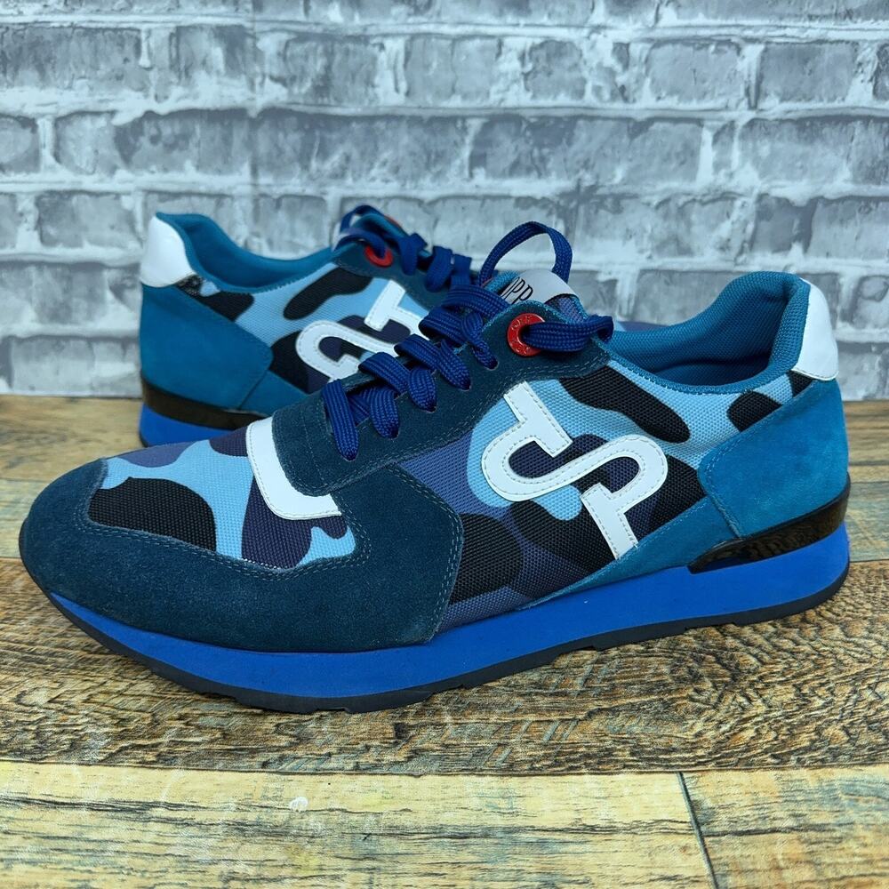 OPP France Lace-up Paint Sneakers "Blue Camo" Running Shoes Mens Size 10